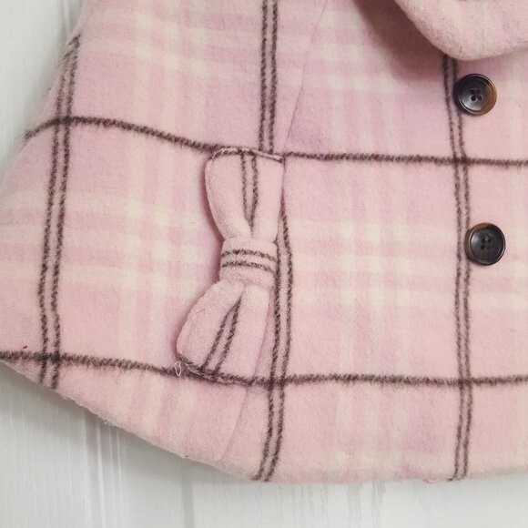 Nicholas & Bears Pink Plaid Winter Wool Cape - Picture 2 of 6